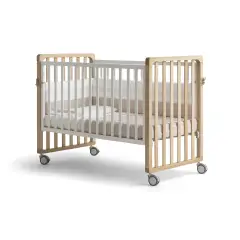 Lettino Evolutivo Trasformer Pali 9in1 – Bianco/Naturale con Tessile Righe Tortora