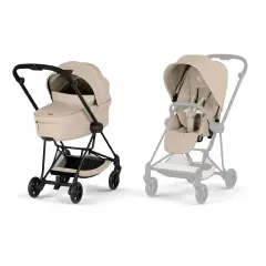 Mios Comfort Cozy Beige 2in1 Con Navicella Richiudibile-Passeggino con Telaio Matt Black