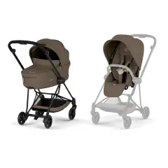 Mios Comfort Coconut Brown 2in1 Con Navicella Richiudibile-Passeggino con Telaio Matt Black