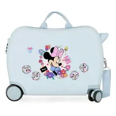Minnie Flowers Trolley Cavalcabile Abs 50 cm 4 Ruote Celeste Chiaro