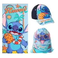 Stitch Set Estivo 3 Pezzi: Telo, Cappellino E Sacca