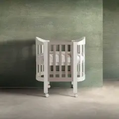 Lettino Trasformabile Candy 3-in-1 Bianco-Tortora con Tessile Coordinato