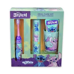 Stitch Set Regalo Spazzolino, Dentrificio, Bicchiere e Base Luminosa Con Timer